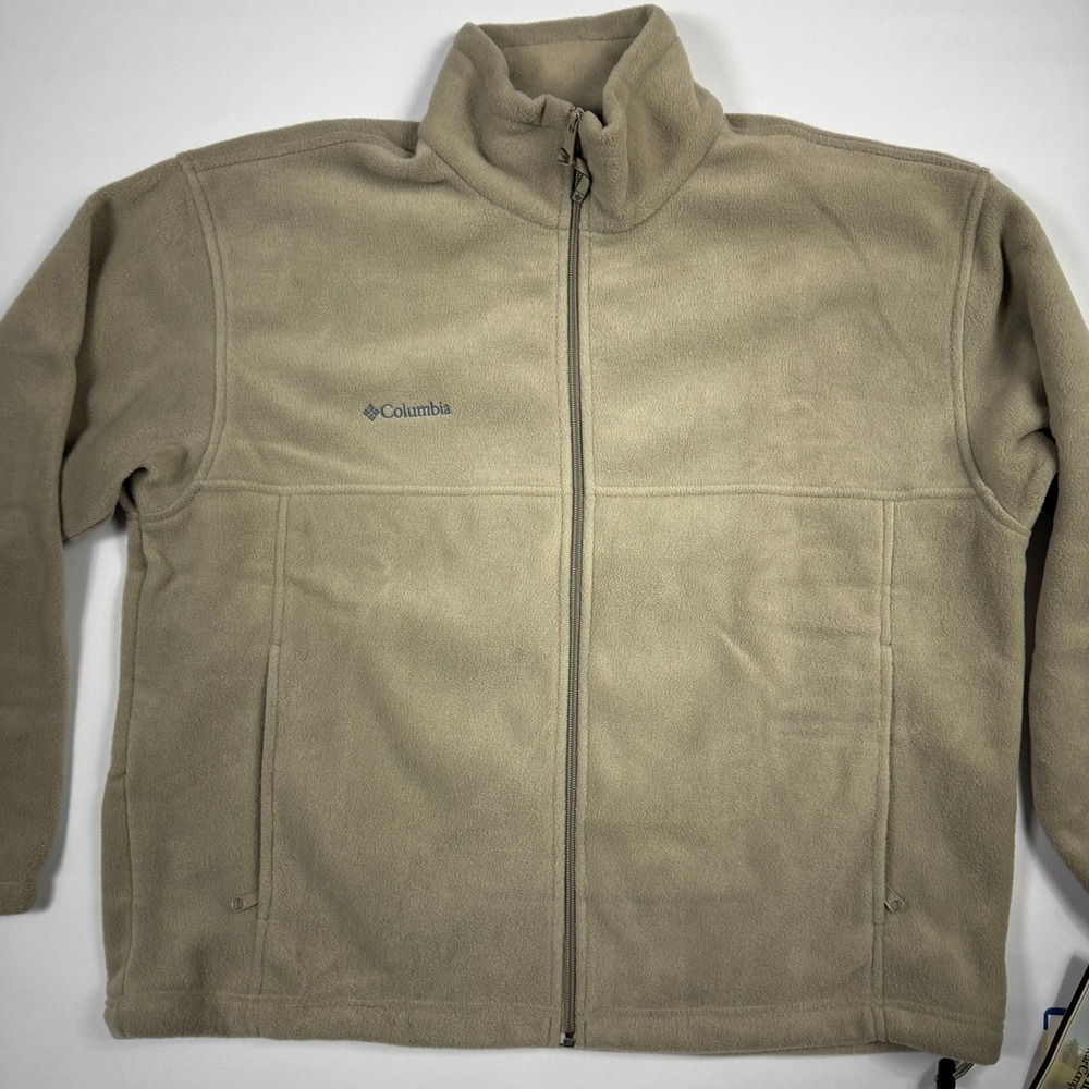 Columbia Steens Mountain Mens XL Fleece Jacket Full Zip Tan Khaki NWT